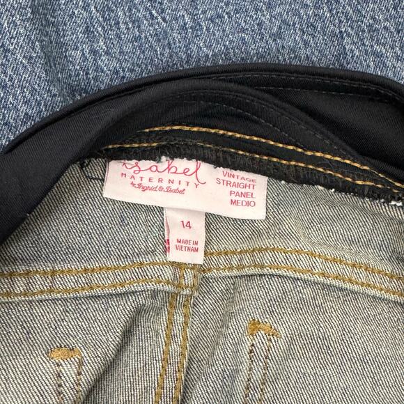 Isabel Maternity | Vintage Straight Medium Wash Full Panel Blue Denim Crop Jeans - Picture 11 of 12